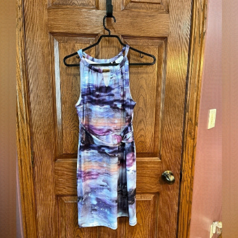 DEX mauve print halter neck dress SM